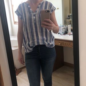 Gap blue linen striped shirt